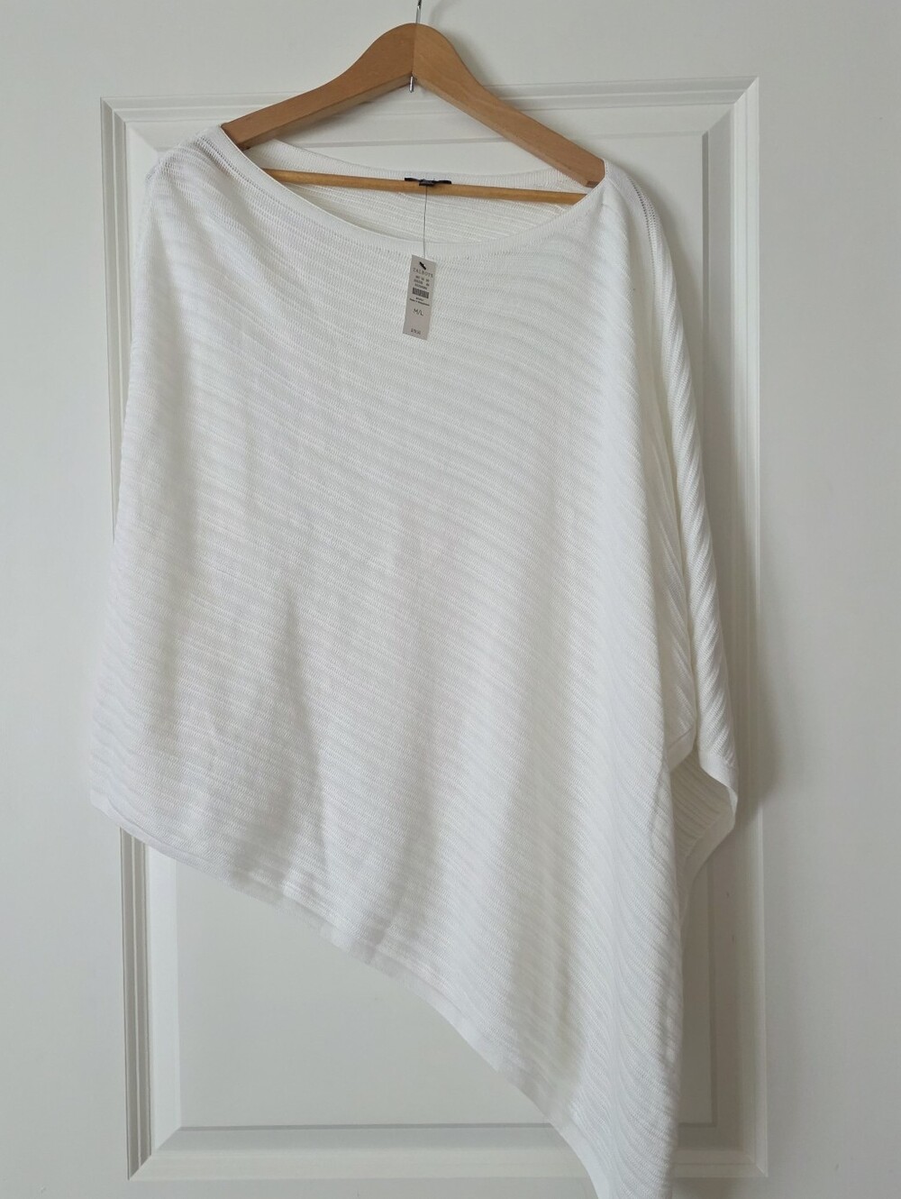Talbots Knit Poncho Shawl Wlmens M/L White NWT Preppy Cozy Boho Fall